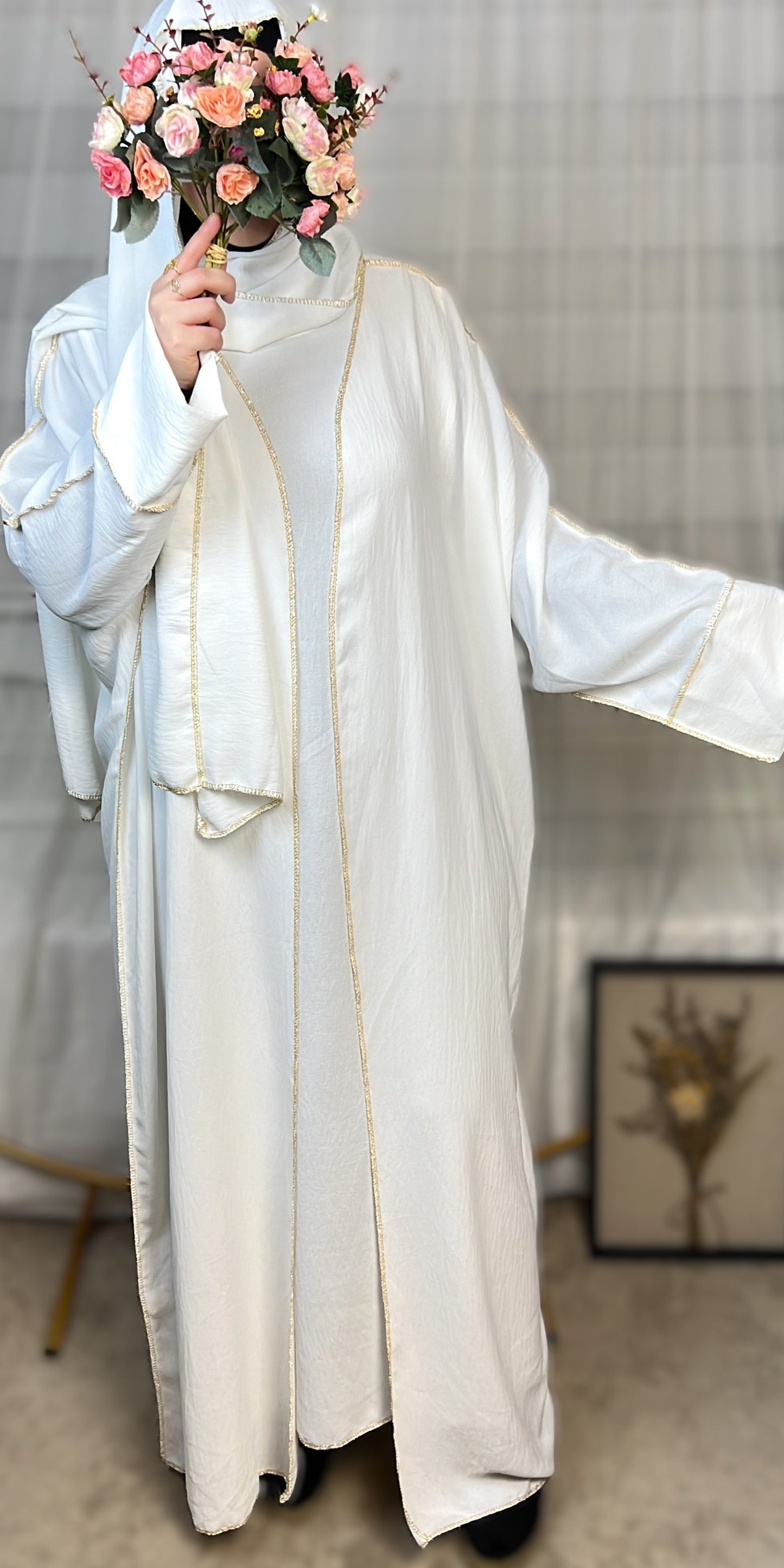 ABAYA SET 3-TEILIG JAZZ (SAMIRA) Weiß