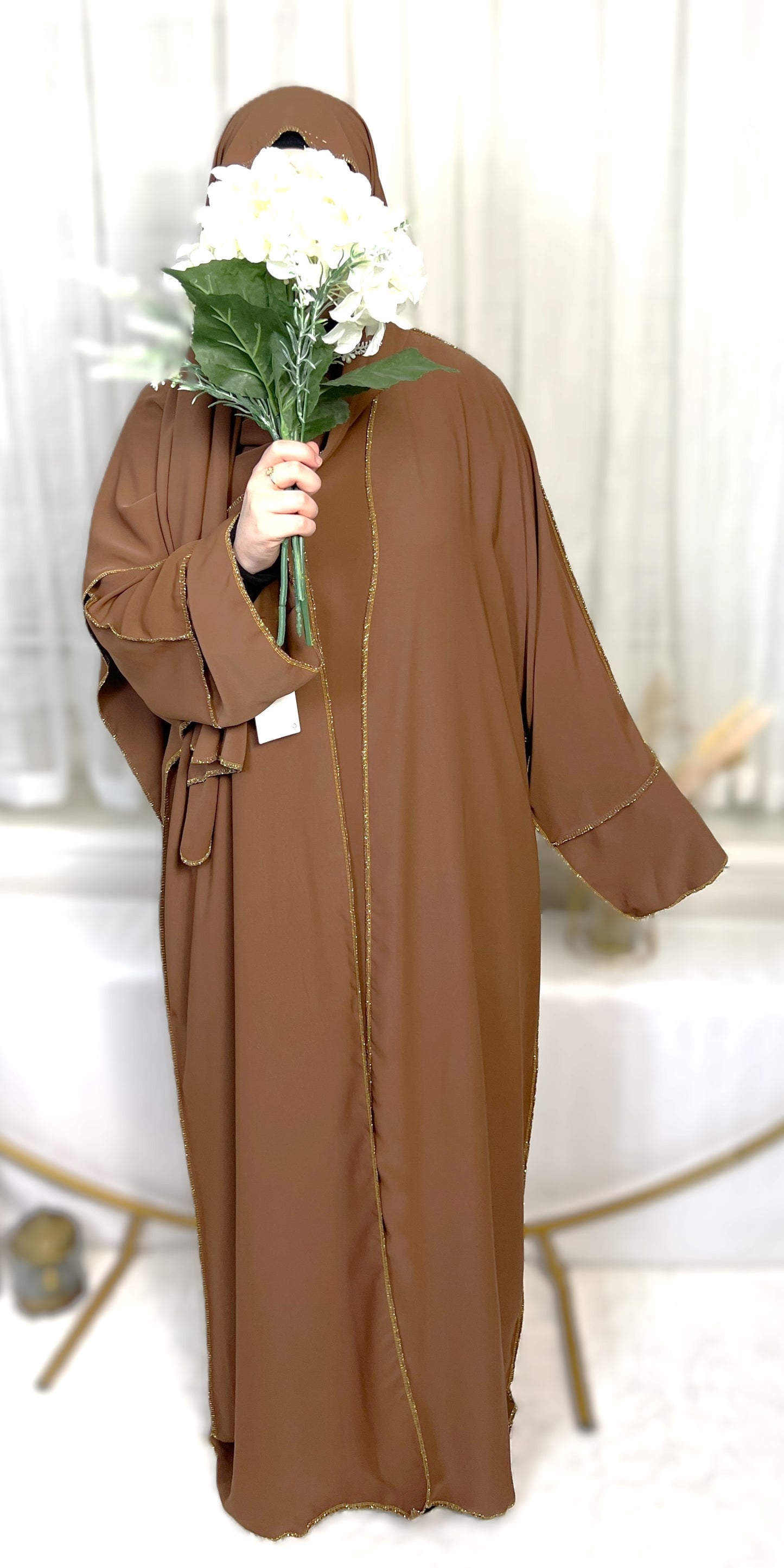 ABAYA SET 3-TEILIG MEDINA-SEIDEN-STIL (AISCHA)