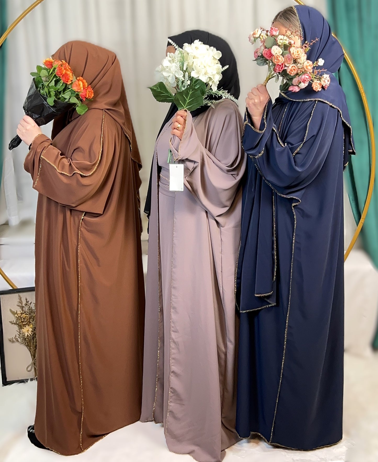 ABAYA SET 3-TEILIG MEDINA-SEIDEN-STIL (AISCHA)