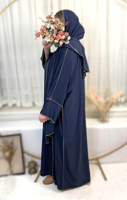 ABAYA SET 3-TEILIG MEDINA-SEIDEN-STIL (AISCHA)
