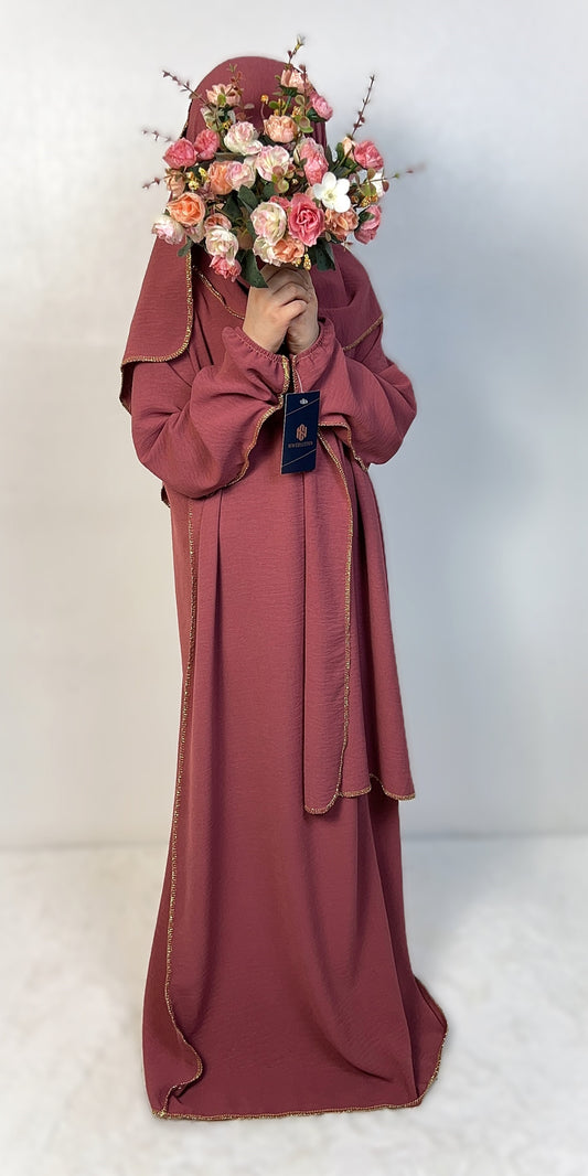 KINDER ABAYA MIT INTEGRIERTEM SCHAL (verfügbar in verschiedenen Farben)