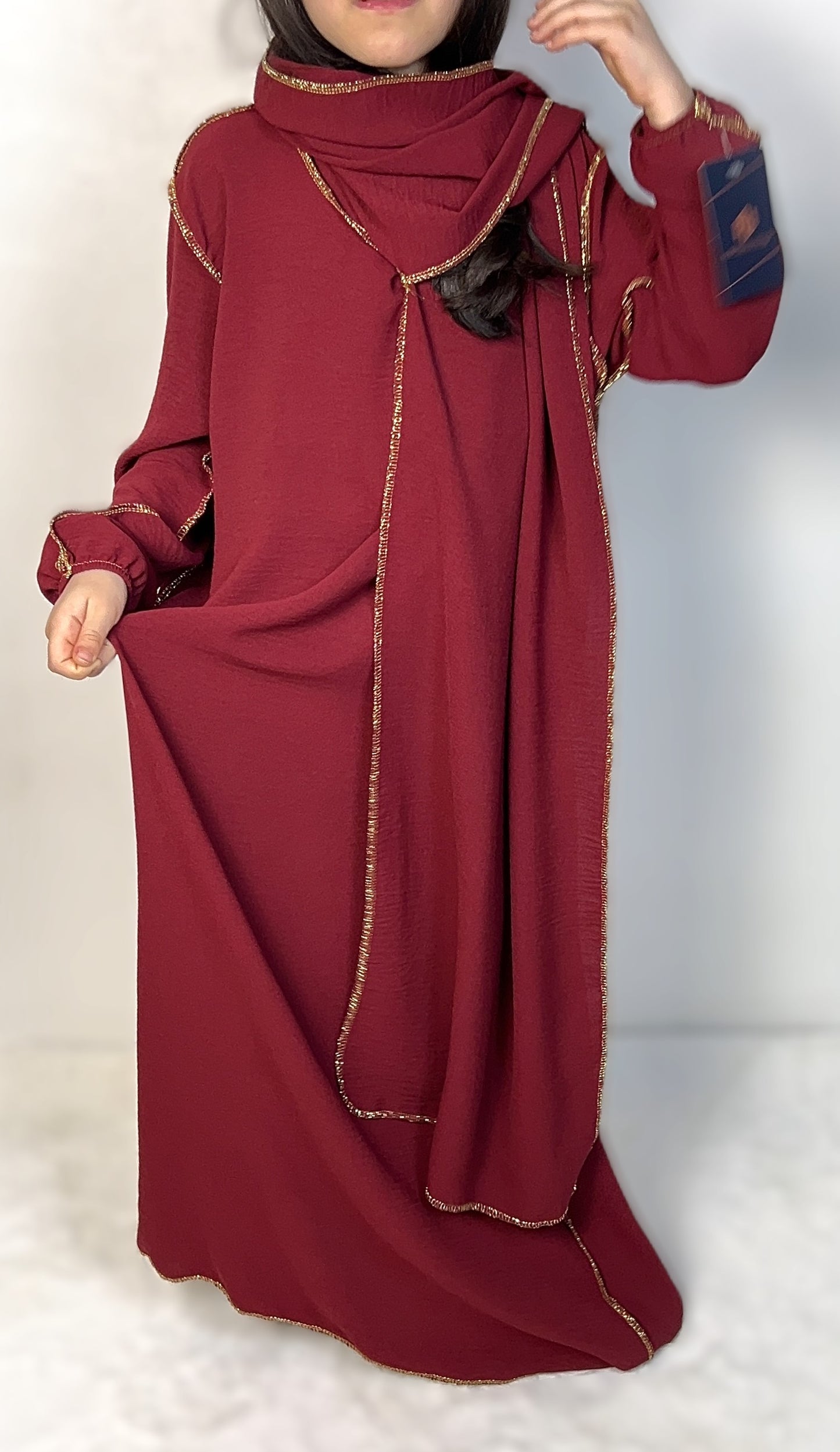 KINDER ABAYA MIT INTEGRIERTEM SCHAL (verfügbar in verschiedenen Farben)