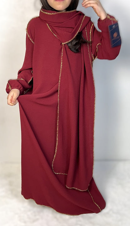 KINDER ABAYA MIT INTEGRIERTEM SCHAL (verfügbar in verschiedenen Farben)
