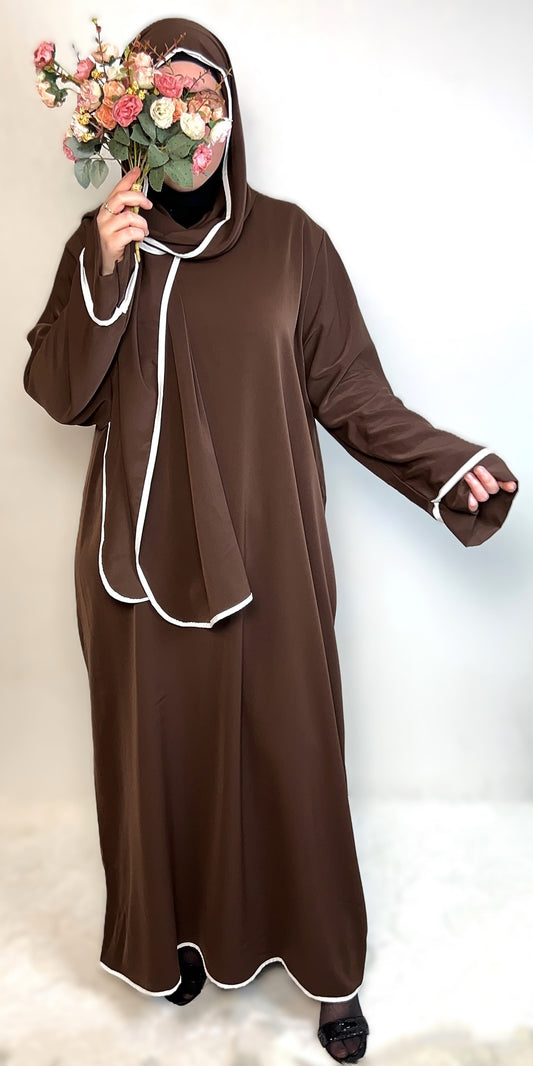 ABAYA MIT INTEGRIERTEM HIJAB MEDINA-SEIDEN-STIL (LANA)