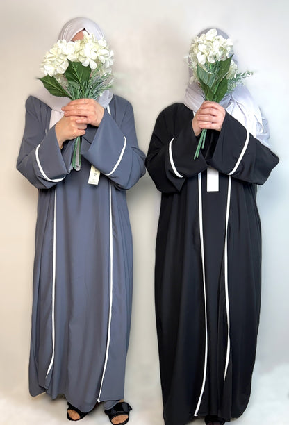ZWEITEILIGE ABAYA MEDINA-SEIDEN-STIL (SAHRA)