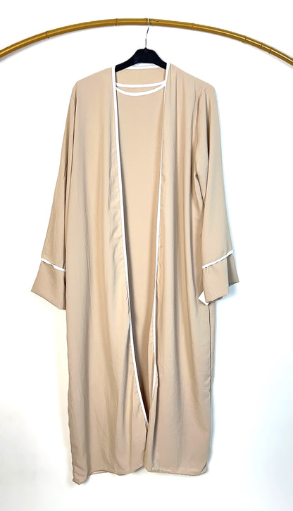ZWEITEILIGE ABAYA MEDINA-SEIDEN-STIL (SAHRA)