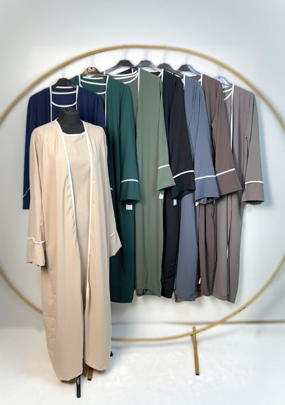 ZWEITEILIGE ABAYA MEDINA-SEIDEN-STIL (SAHRA)