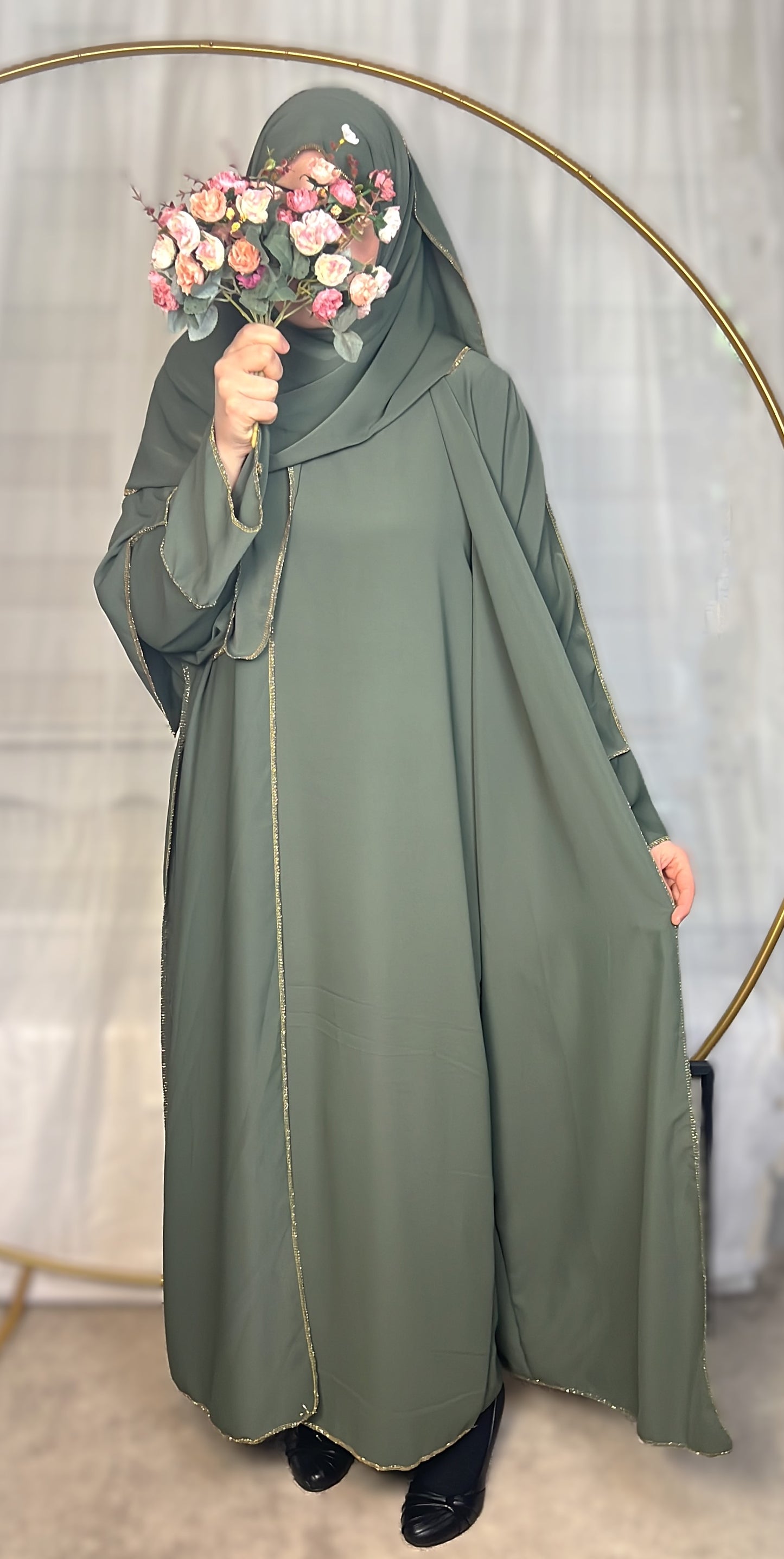 ABAYA SET 3-TEILIG MEDINA-SEIDEN-STIL (AISCHA)