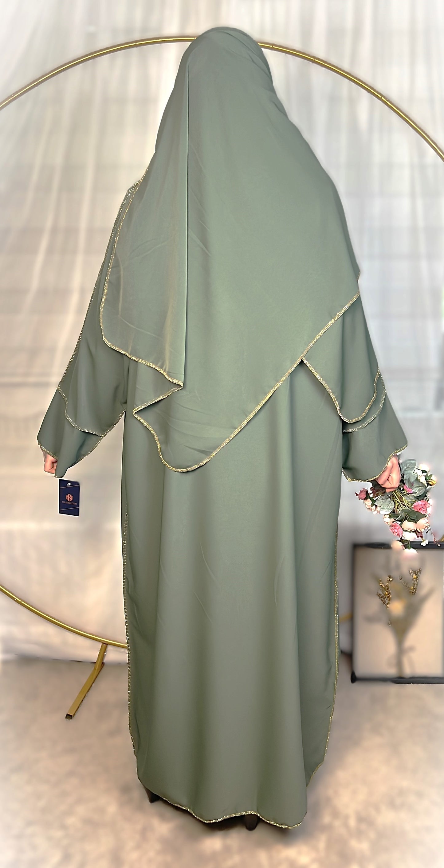 ABAYA SET 3-TEILIG MEDINA-SEIDEN-STIL (AISCHA)