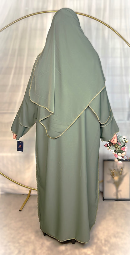 ABAYA SET 3-TEILIG MEDINA-SEIDEN-STIL (AISCHA)